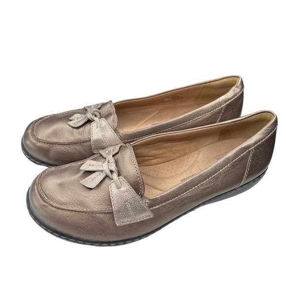 Clarks Collections Loafers 15260 Brown Flat Slip On Shoes Gold Metallic Size 9.5 - Picture 7 of 9